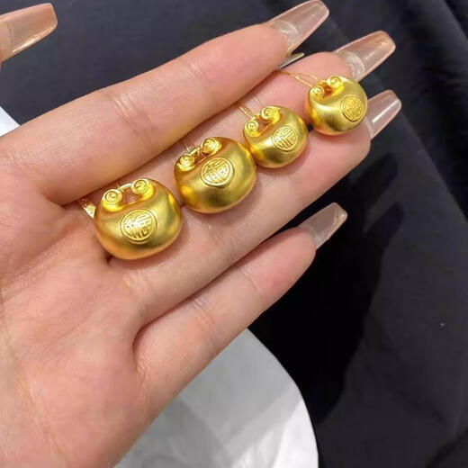 OIDSG Old Phoenix 999 gold-plated silver big and small fat blessing pendant ancient method small fat blessing pendant pendant small gold lump safety lock small fat blessing 16mm + gold 0.3