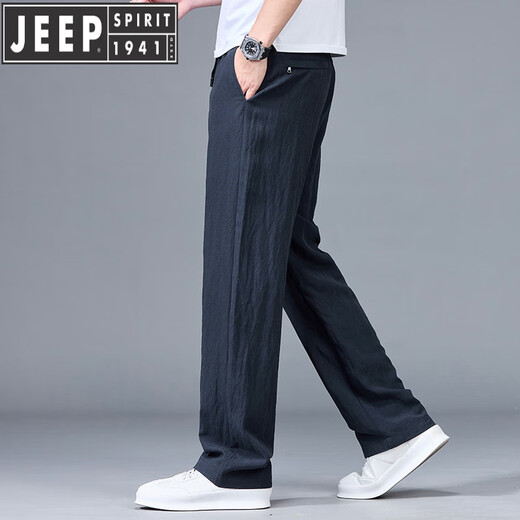 JEEP SPIRIT2025年夏季新品天丝裤休闲裤男宽松百搭港风潮牌裤子男 B691亚麻灰 M