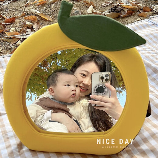 韩国ins车载儿童安全座椅反向婴儿反光镜提篮后视镜宝宝观察镜子 米色