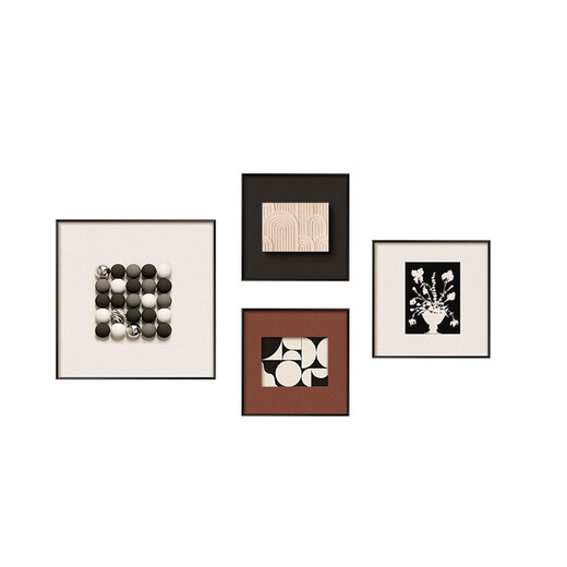 Jiancao three-dimensional sandstone Italian minimalist living room decorative painting high-end sofa background wall hanging painting medieval style restaurant mural A small set: 50*50+30*30*2+40*40cm Black [aluminum alloy frame] Three-dimensional solid wood painting + textured sandstone + woven leather