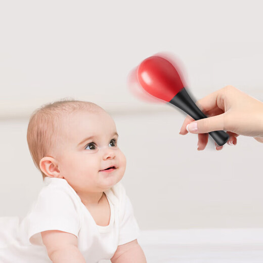 Sand Hammer Baby Hand-Rocking Small Sand Hammer Newborn Grab Listening Chasing Toy Training Black and Red Sand Hammer [2]