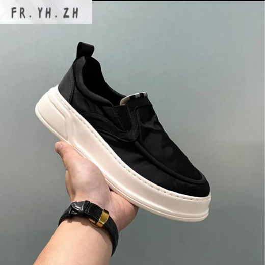 FR.YH.ZH原熙社团男鞋夏季新款男士透气一脚蹬懒人布鞋时尚百搭潮流休闲鞋 1105-黑色 38