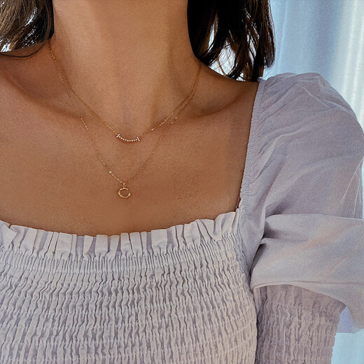 Micro-gift Korean popular 14K gold necklace female personality simple frosted letters plain gold clavicle pendant color gold pendant trendy T