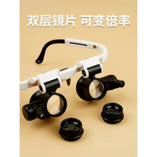 
Zhexiang 23 times glasses type maintenance magnifying glass with light clock electronic mobile phone hand-carved diamond elderly man 9892H-1 with light [8 times and 23 times double ratio] observation distance 2