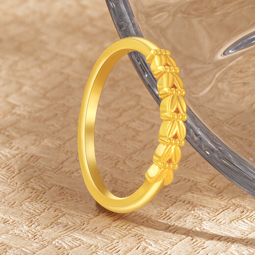 Water shell gold pure gold 999 pure gold wheat ear ring gold ring birthday gift for elders for parents pure gold wheat ear ring 12 rings gold weight about 1 gram + more refund less compensation