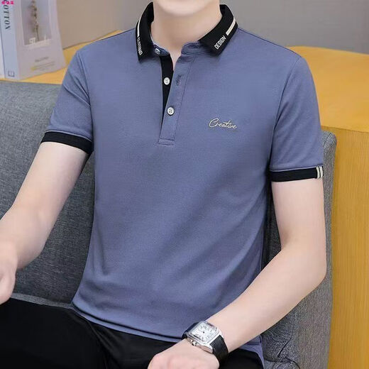 Lee dprre夏天2025新款男士短袖t恤翻领POLO衫有领商务时尚中青年男装体恤 683黑色 M 【90-110斤】