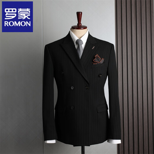 Romon (Romon) Blue двухбортный костюм мужской формальная одежда British Fashion Wedding Best Suit Business Casual Suit.