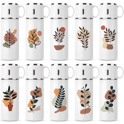 
Chengliu new thermos cup simple high-end fashion water cup design sense literary Nordic with cup lid 316 stainless steel 316 material 420ml lid can cup BW7374 leaves