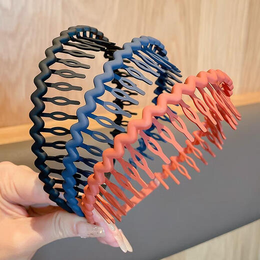 Qianshengyuan black headband for face washing, invisible face washing headband, non-slip and anti-fall headband, hair tie with teeth, anti-slip pressure hairpin, main picture black, cost-effective 4 pieces