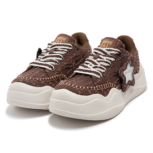 361 Mesh atmungsaktiven Mädchen lässige Turnschuhe, dicke Hochhaus-Daddy-Schuhe, Frühlings- und Sommer-Leichte Frauenschuhe [Frühling] Schokoladenfarbe/Hafermilch 6630 40