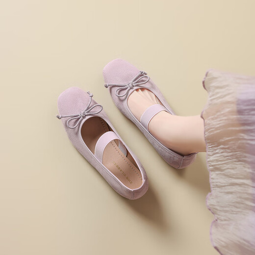 ZHR Single Shoes Женская летняя темпераментная темпераментная темперамент мягкая квартира Мэри Джейн Кожаные туфли женская неглубокая балетная туфли женская балетная обувь AH683 Purple 38