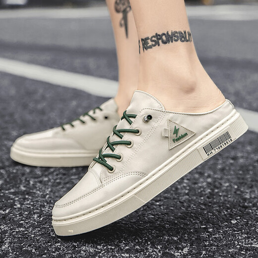Chaussais de toile Changxiang Huili pour hommes en été mince respirable décontracté sans talon à moitié tireurs paresseux avec un pied de tissu sportif polyvalent chaussures tendance mi vert 39 code sportif standard