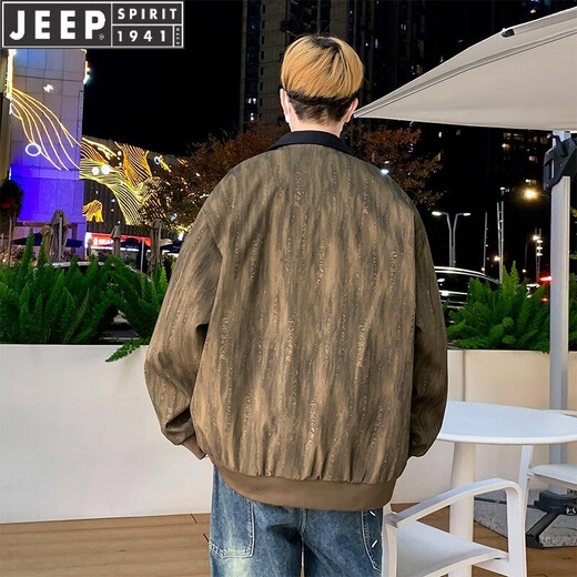JEEP SPIRIT痞帅工装夹克男2025春秋款潮牌薄款外套中青年宽松褂子 K15832白灰 M