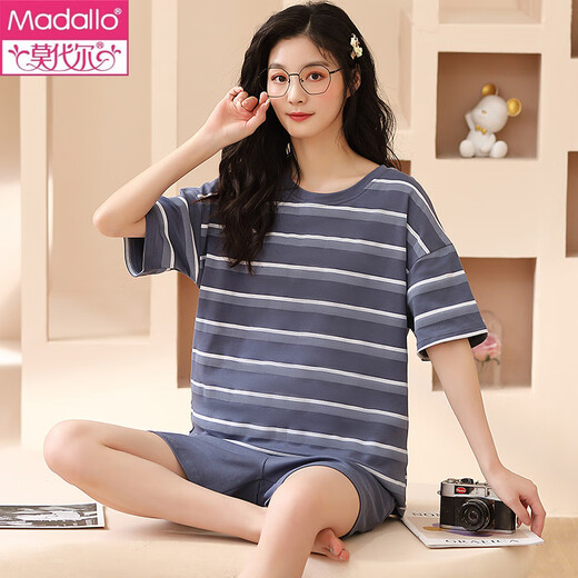 MODAL Damen kurzärmelig dünnes großer Sommerpyjamas Set Summer Cotton Home-Kleidung für lässige Frühlings- und Herbst-Cartoon GXT6630 M (Empfohlen 75-95 Jin [Jin ist gleich 0,5 kg])