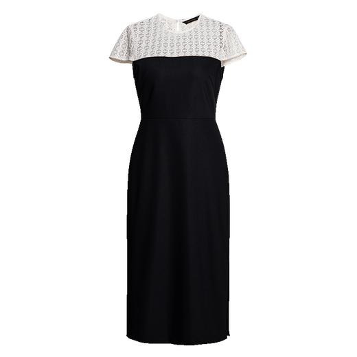 ROEYSHOUSE high-end embroidered patchwork dress for women 2025 summer slim midi skirt 12142 black L