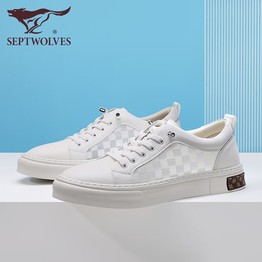
Seven Wolves Classic Board Shoes Men's Summer Men's Shoes 2025 New Casual Shoes Men's Versatile Sports Breathable Light Luxury Small White Shoes Men's White 9871 38