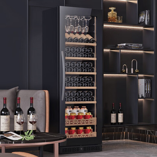 BAIKAILUN red wine cabinet constant temperature wine cabinet embedded dual temperature frost-free wine preservation cabinet home living room display tea beverage liquor wine refrigerator dual temperature zone丨hanging cup red wine tea style丨42 bottles LOW-E anti-fog door