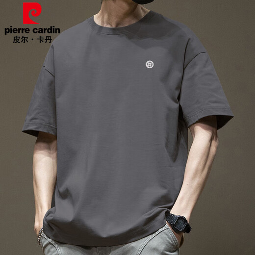 皮尔卡丹（pierre cardin）潮流美式短袖t恤男夏季纯棉圆领百搭休闲2025新款潮流宽松港风T恤 白色-1365短袖-100%纯棉 S 【建议80-110斤】