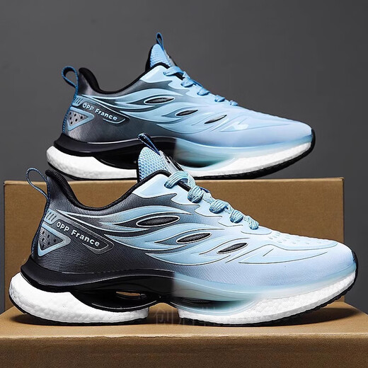 Трех апреля Tiger Sports Shoes Men's Summer's Big Kids's Shock, поглощающая легкие кроссовки, студенты подростки Trend 9888 светло-голубые (сетчатые кнопки) 37