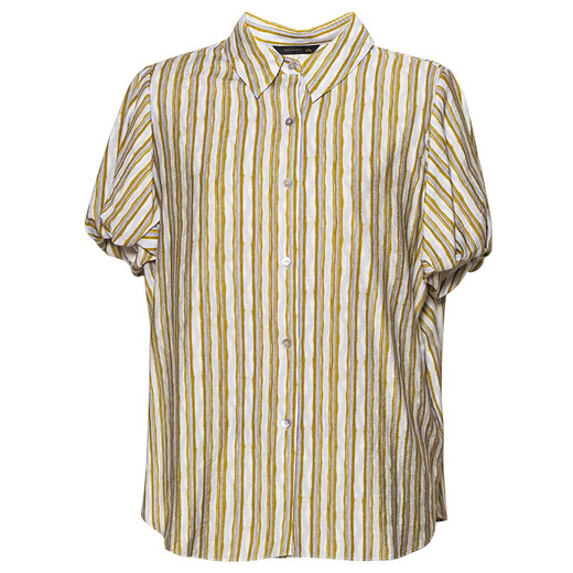 ROEYSHOUSE Roe Roe Lapel Striped Shirt 2025 Summer French Lantern Sleeve Top 12110 Striped 2XL