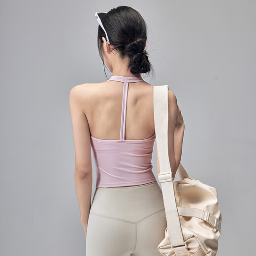 LULULMCCTN Yoga Vest with Breast Pads Women's Hanging Neck Beautiful Back Shockproof Sports Bra Wearing Pilates Training Bra Black S