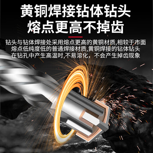 Delixi Electric Cross Impact Electric Hammer Drill Bit Concrete Wall Tungsten Steel Alloy Drilling Square/Round Shank Alloy Drill Bit 6*110mm Round Shank Concrete/Granite/Marble