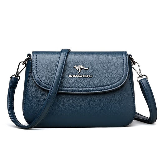 酷奇袋鼠单肩包小包包女2025新款女士斜挎包时尚单肩软皮妈妈中年 黑色