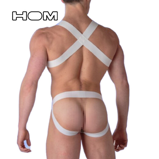 HOM men's party fun restraint belt classic personality elastic texture eye-catching adjustable belt thong underwear accessories black M