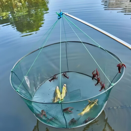 Lifting net fishing net open folding shrimp cage fish net moving net platform net lobster net catching fish moving kite hand throwing net caliber 80 bottom diameter 60