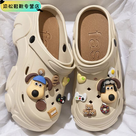 Chaussures de trou de Luozhichao pour femmes en été, usure de plein air, sandales de sac de plage antidérapantes à semelles épaisses, en été, lettres noires, fleurs en diamant, 36 3735/36 pieds de pied