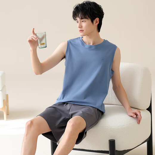 Septwolves printemps et d'été Nouveaux vêtements pour hommes pour hommes en coton pur en coton d'été shorts sans manches pyjamas peut être en plein air 02J13657 masculin L