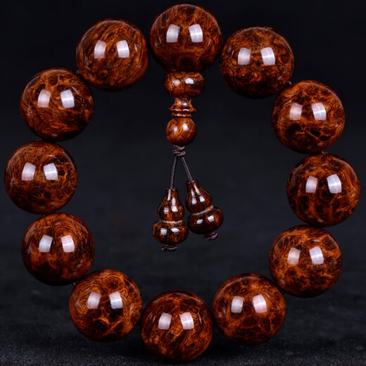 Lei Yumeng authentic Hainan Huanghuali bracelet 20 men's ghost face tumor scars on the eye water wave gall tumor pattern girl old oil wood Buddhist beads collection grade full of tumor scars 20mm 12 pieces