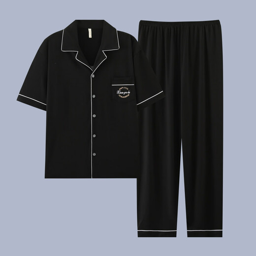 Kuzhang (Kuzhang) Pyjama masculin Pantalon à manches courtes Coton pur Coton Les vêtements de maison minces peuvent être portés à l'extérieur avec un costume décontracté de plus grande taille G3884 pantalon à manches bleues L recommandé 100-120 Jin [Jin est égal à 0,5 kg]