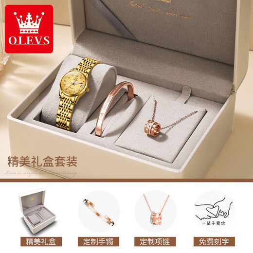Amani Swiss Certified Brand Watch Frauen leuchtend wasserdichte vollautomatische mechanische Uhr Einfache Temperament Leichte Luxus Uhr Stahlgürtel-6630-Zimmer-Gold-Weiß-Oberfläche
