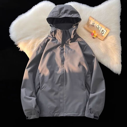 Herren 2024 Neues Sommer Dünner Outdoor-Drei-in-One-Jacke Soft Shell Mountain Climbing Anzug für Frauen winddes Bergsteigen 6628 Meter Weiß [gleicher Stil für Männer und Frauen] [Drei-in-Eins-M