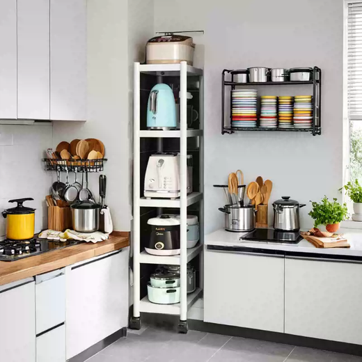 Yusenyi carbon steel wheeled storage rack shelf rack pot microwave oven storage sandwich items household goods floor 20 wide 60 long 70cm high 3 layers (carbon steel wheel)