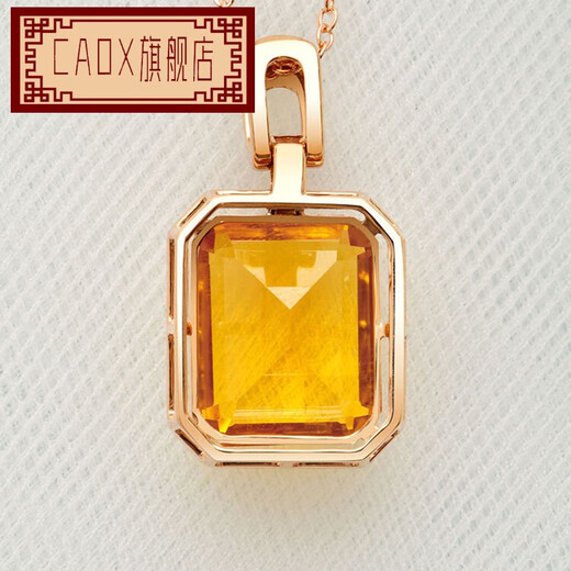 CAOX necklace for women 18K gold pendant light luxury natural crystal inlaid diamond jewelry pendant for girls gift yellow