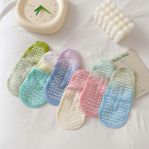 Gradient Yoga Socks Professional Non-Slip Socks Women's Cross Short Socks Fitness Five Toe Socks Mid-Tube Pilates Random Color 1 Pair One Size