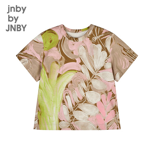 jnby by JNBY新款江南布衣童装套头短袖T恤H型圆领25夏男女童1P4111670 690/杂粉 印花随机 140 cm