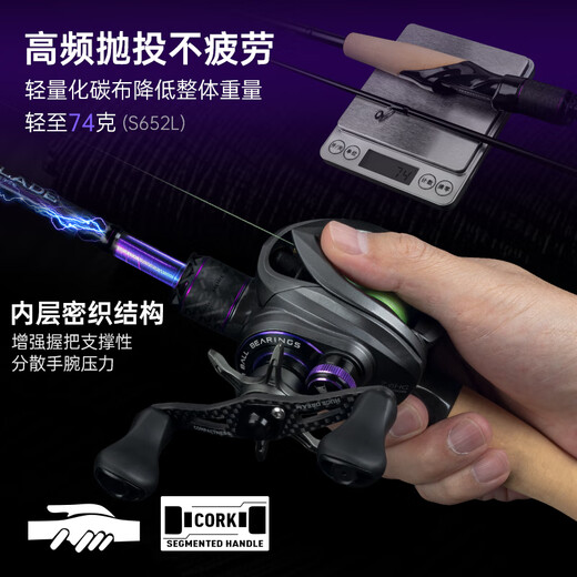 King Luer rod 'Insect Blade' Insect rod Mandarin fish bass gun handle straight handle multi-section black pit competition fine high sensitivity 2.04 meters Gun handle - 2 sections - C682MH - Wild fishing rapids