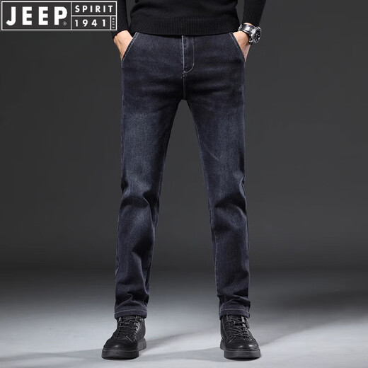 JEEP SPIRIT男士牛仔裤2025春秋季商务直筒裤宽松弹力休闲水洗长裤男 9928特深蓝 28