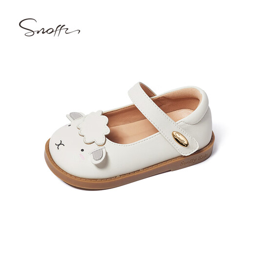 Snuffy Girls Leather Shoes Spring and Autumn Cartoon Casual Baby Soft Sole Cute Princess Shoes Children's Toddler Shoes Soft Cute Sheep White 19 Suitable for Feet Length 12.5cm