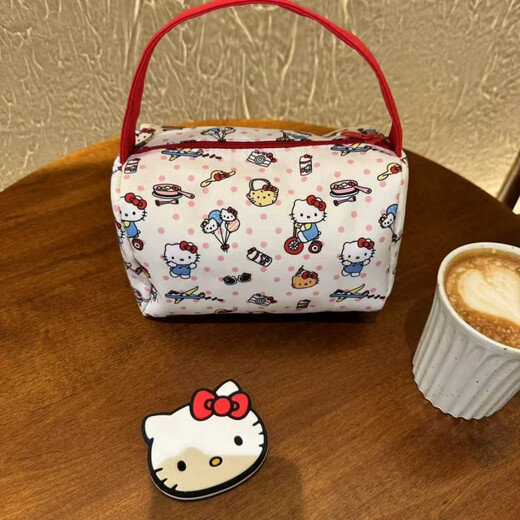 New cartoon cosmetic bag for makeup, washing, portable travel, portable storage, large capacity, cute three-dimensional handbag, red portable kt printed small bag
