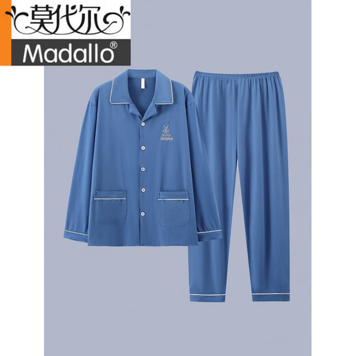 Modal Frühlings- und Herbst reiner Pyjamas für Männer für längst lose lose Plus-Größe mittleren und junger Männer, die dünne Casual Home Clothing Set 691 Grau (langärmelig) l [empfohlen 100-120 Jin [Jin gleich 0,5 kg]]]