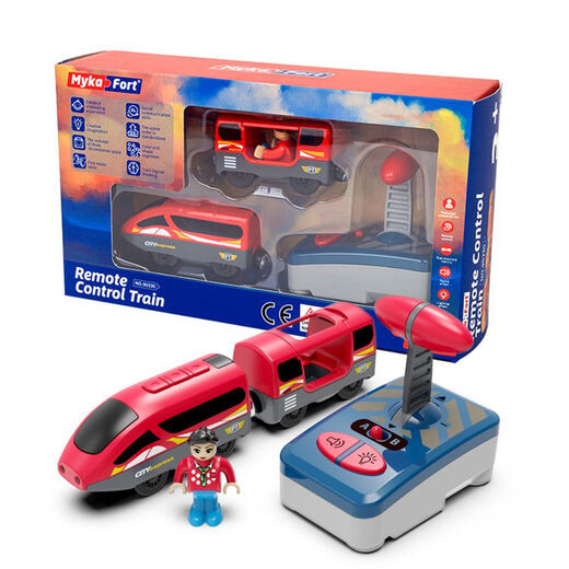 Mykafortg.32 McAvo Fernbedienung Elektrische Zug -Zug -Kinderspielzeugkenntnisse mit Hapebrio Wooden Track Color Box 90995 Fernbedienung Dampfzug Set nicht offizieller Standard