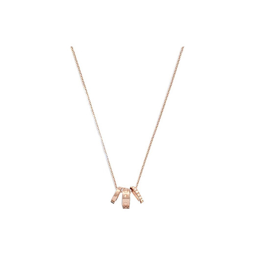 Entraîneur Kissing C Series Logo Collier à trois anneaux, couple même style, cadeau pour petite amie le jour de la Saint-Valentin, collier à trois anneaux en or rose plaquée CI902-RGD