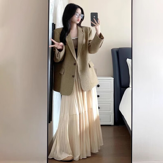 Langsha Korean Gentle Skirt Women's 2025 Autumn New Chiffon High Waist Cake Skirt Draping Swing Skirt A-Long Skirt