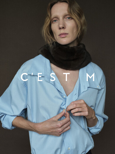 C EST M丨Italian imported CAFISSI cotton poplin PRA show deconstructed crease collar silhouette shirt Italian CAFISSI classic white S pre-sale 25-30 days