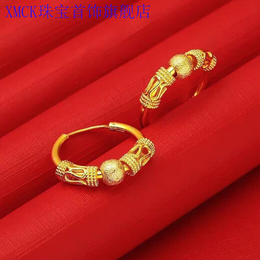 XMCK old phoenix gold-plated silver new earrings gold earrings lucky transfer mom girlfriend gift earrings earrings gold belt beads is a pair