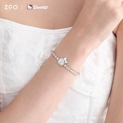 正港（ZGO）手链女轻奢精致三丽鸥Hellokitty女孩女生生日毕业礼物 6136银白